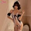 Lace Suspender Maid Outfit Sexy Lingerie Female Sexy Pajamas Seduction Maid Crotch Uniform Free Passion Suit