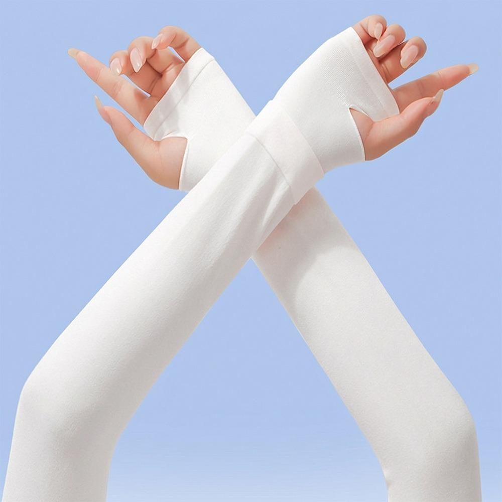 

Ice Silk Sunscreen Sleeves UV Protection Sunscreen Long-Sleeve Cooling Arm Cover Universal білий