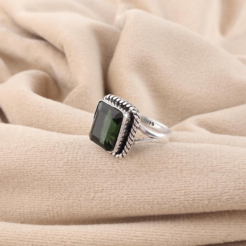 Grüner Turmal Edelstein 925 Sterling Silber Damenschmuck Handgefertigt Design Ring Geschenk für Ehefrau RR-71-17