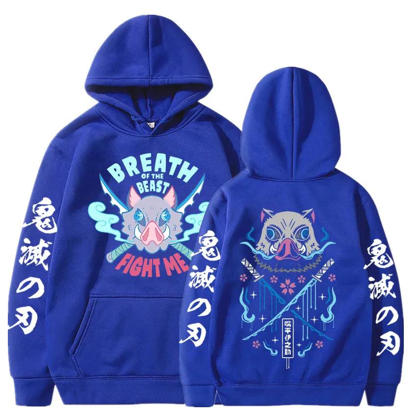 Anime Demon Slayer Hettegenser Kimetsu No Yaiba Morsom Kamp Inosuke Hettegenser Menn Kvinner Pullover Oversized Streetwear