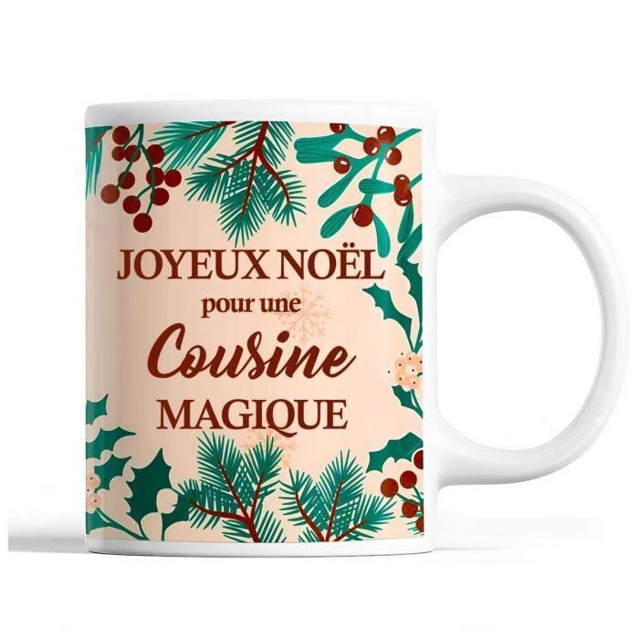 Mug - Christmas Cousin Woman - Beige - 325 Ml - Dishwasher and Microwave Safe
