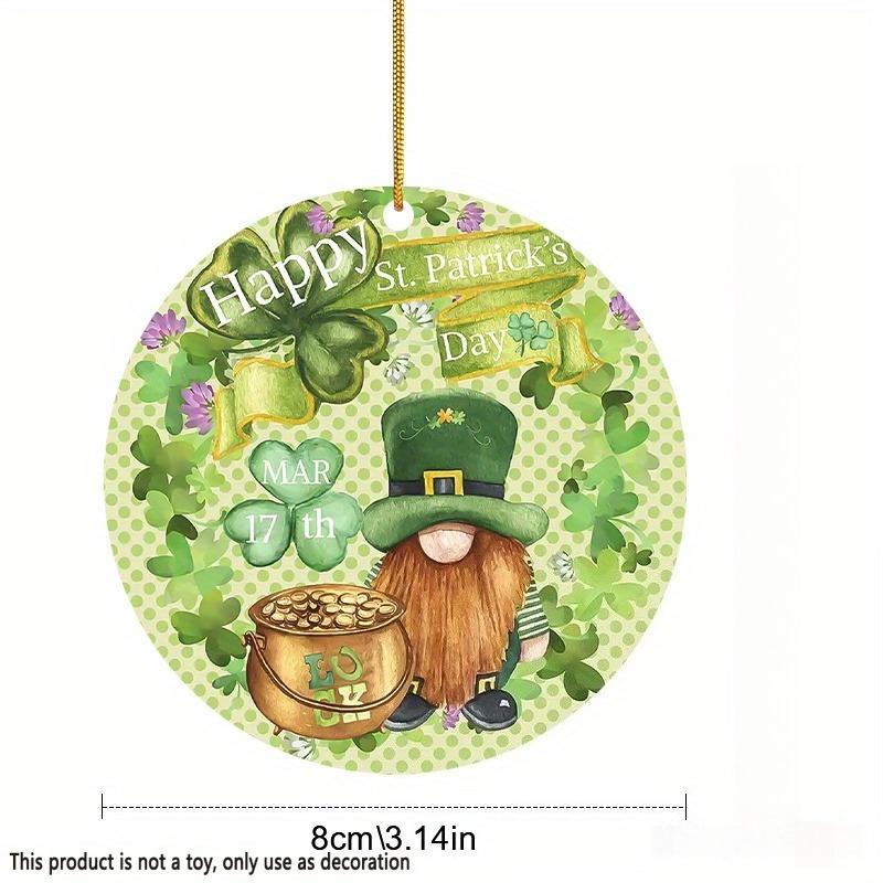 Płaskie 2D "Szczęśliwego St". Znak dekoracyjny akrylowy w kształcie koła na Dzień Świętego Patryka, Tablica dekoracyjna do domu, Wisząca sztuka ścienna, Dekoracja ogrodowa do pokoju, drzwi S