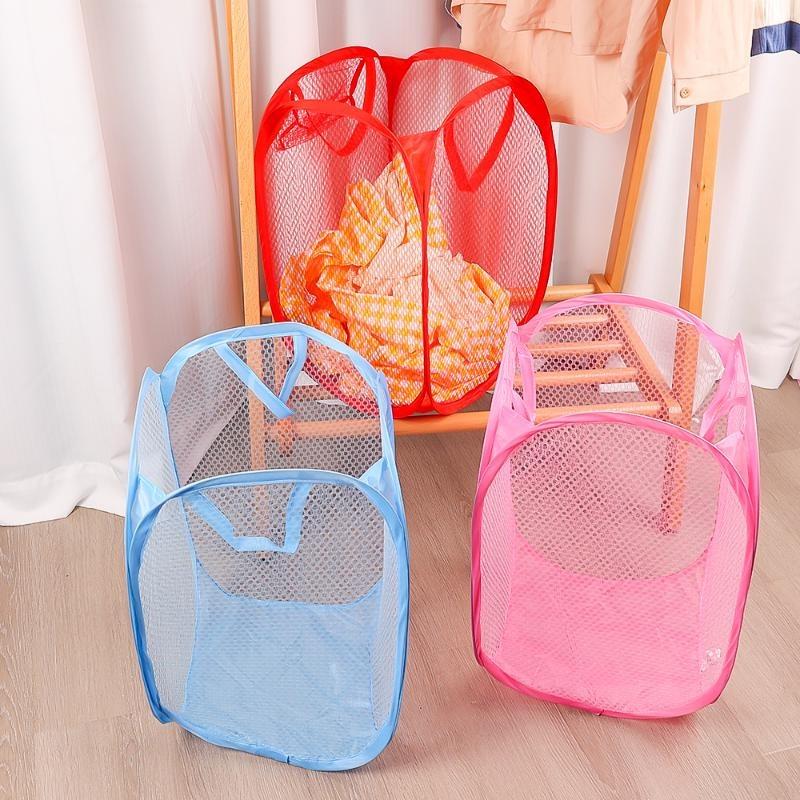 Zusammenklappbarer Wäschekorb, Organizer für schmutzige Kleidung, Badezimmerkleidung, Netz-Aufbewahrungstasche, Haushaltskorb
