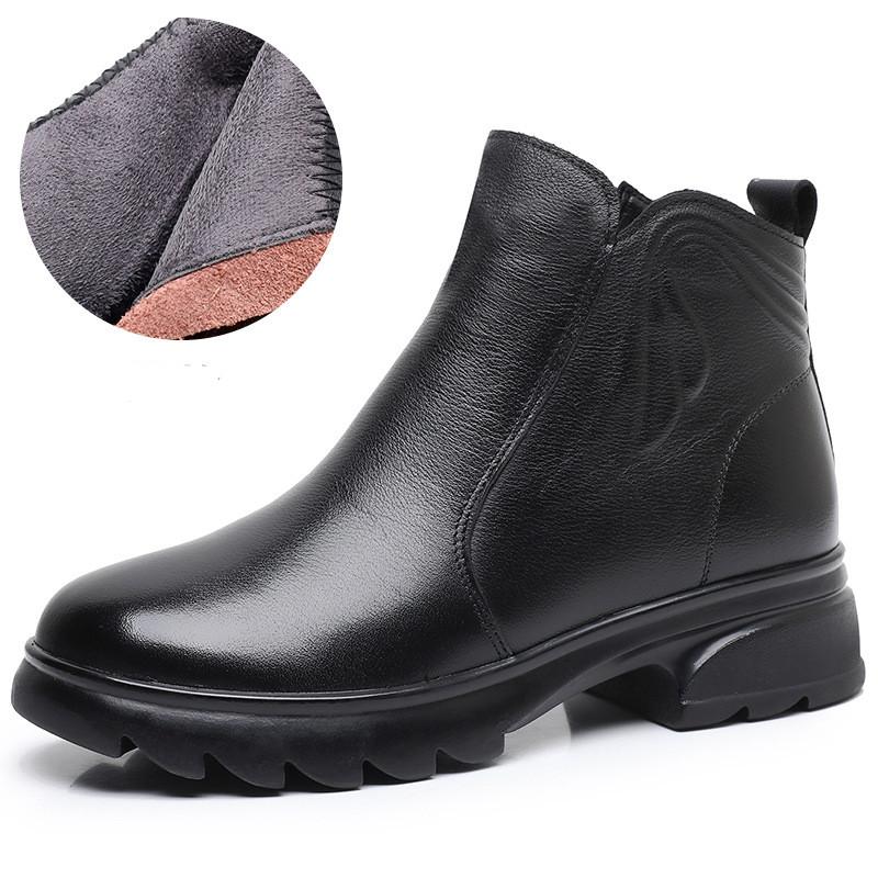 Fashion GKTINOO Short Boots Women 2024 New Winter Fur Women Ankle Boots Genuine Leather Large Size 43 Women's Chelsea Boots