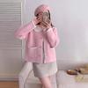 Spring new imitation mink velvet knitted cardigan soft waxy loose splicing sweater jacket women