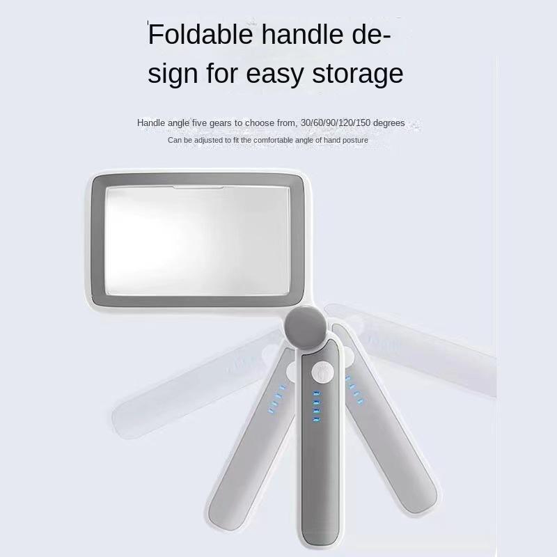 High-Power Magnifying Glass with Light, Foldable Portable Handheld, Rechargeable, for Reading, Seniors