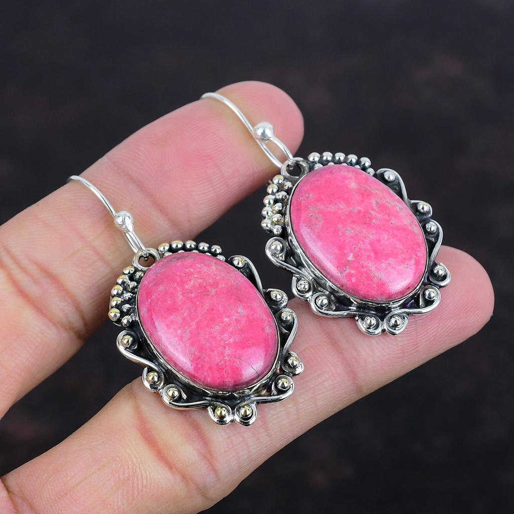 Thulite Earring 925 Sterling Silver Earring Amazing Jewelry Genuine Gemstone Earring Handmade Thulite Jewelry Gifts For Women Unique Earring