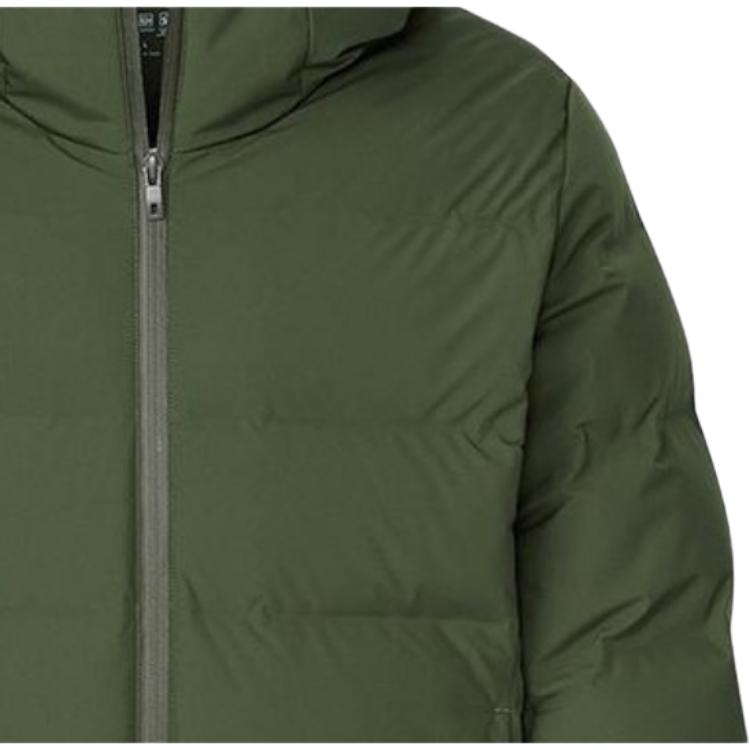 UNIQLO Solid Color Zipper Hooded Straight Down Jacket Men outerwear Dark-Olive 442147-57