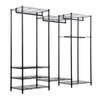 Portable Closet Wardrobe Carbon Steel Freestanding Clothes Rack Closet Organizer with Adjustable Shelves Hanging Rods