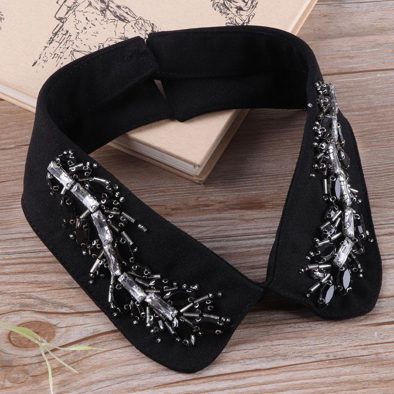 White Fake Collar Women Elegant Diamond Detachable Collars for Women False Shawl Shoulder Wrap Lapel False Collars Woman Tie