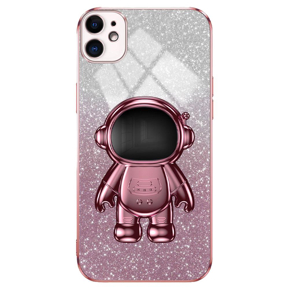 For iPhone 11 Case Astronaut Kickstand PC+TPU Glitter Powder Phone Cover