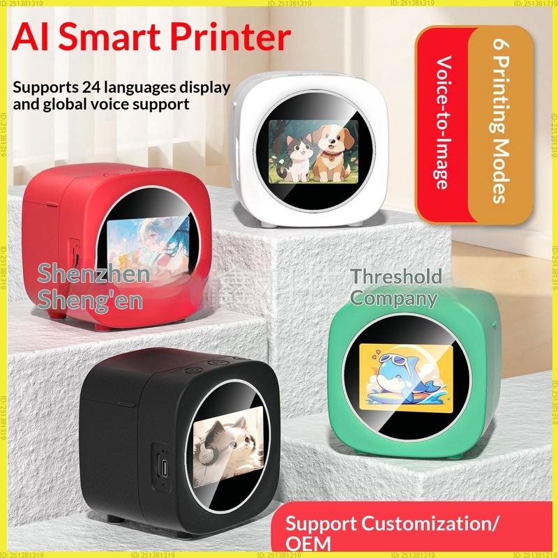 Shengen Ai Thermal Printer Wifi Connected Voice Controlled Ai Voice To Image Inkless Portable 6 Printing Modes Gift For Kids
