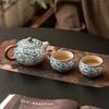 Ru Kiln Blue White Ceramic Teapot Creative Tea Maker Retro Handmade Teapot Kung Fu Tea Set Household Teaware Tea Infuser