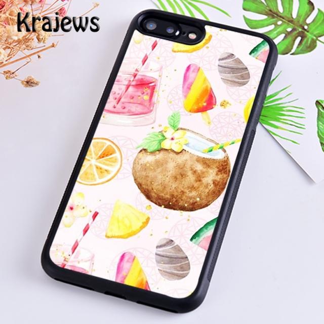 Krajews summer Fruit Coconut on the beach Phone Case Cover For iPhone 17 Air 16 15 14 plus 11 12 13 pro max coque Fundas