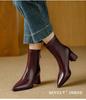 Winter 2025 Fashion: Women's Pointed Toe Chunky Heel Ankle Boots - Soft Leather, Comfy, Elastic Fit with Back Zipper