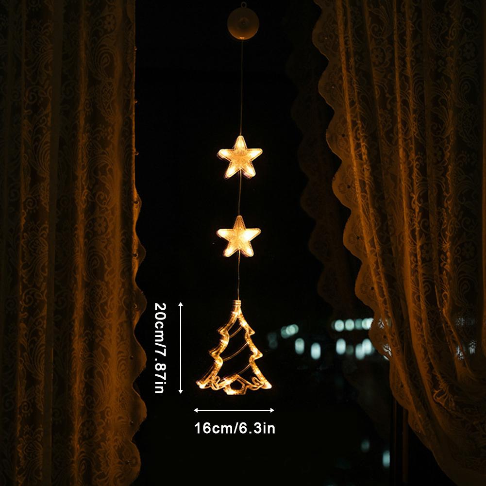 Guirlandes de Noël LED Support à ventouse Figurines de Noël classiques Décoration de fenêtre de Noël intérieure extérieure Pour la maison Décor de Noël 2025