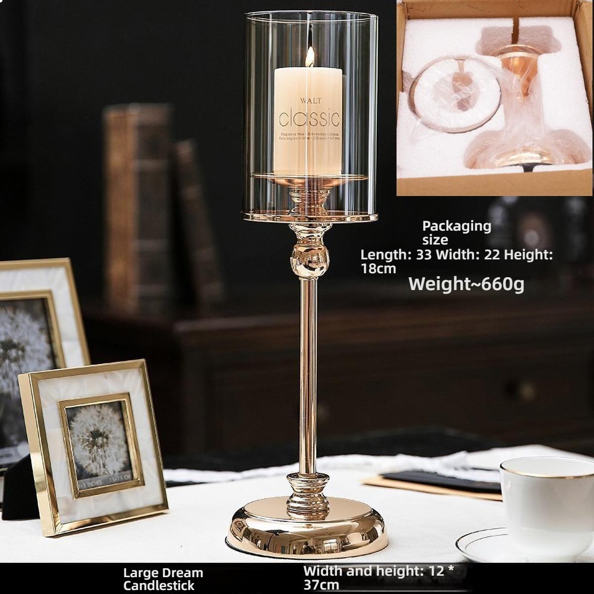 

Windproof Clear Glass Candle Holder for Table - Thick Transparent Desktop Candlestick, Outdoor Dining Table Decor
