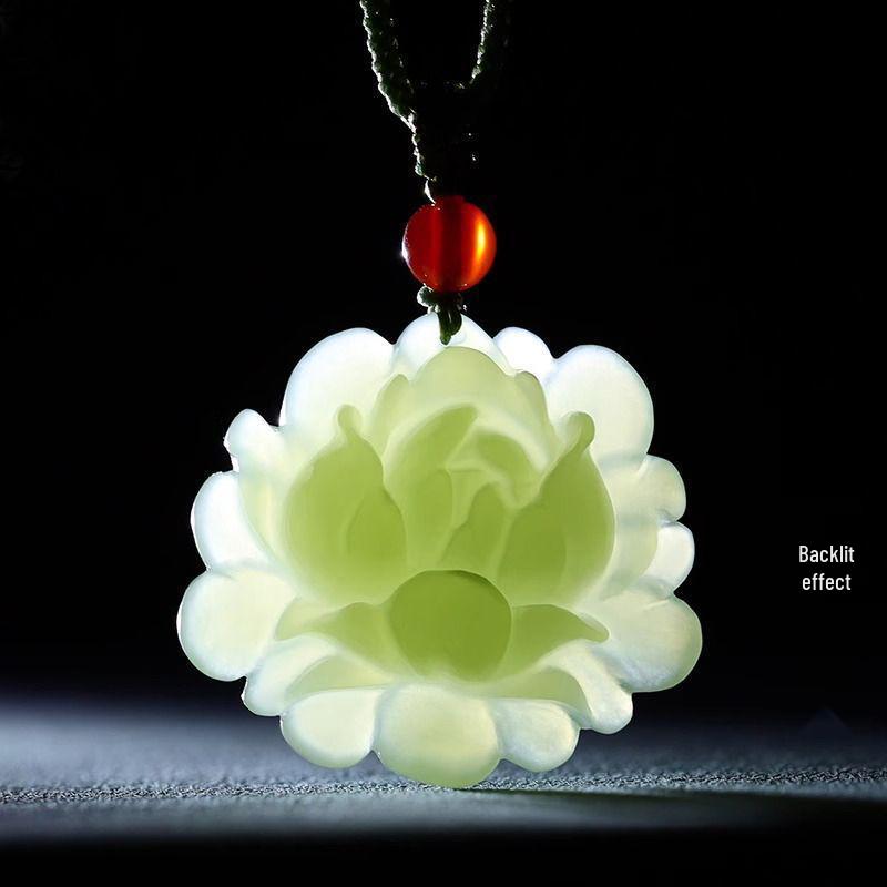 Pendant Blossoming Fortune Lotus Jade Pendant Jade Necklace Blue Lotus Jade Pendant Men Women Pendant