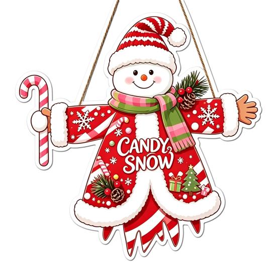 Seasonal Party Supplies Wooden Christmas Hanging Pendant, Cartoon Welcome Sign for Front Door, Holiday Shop Decorations Wall Decor with Cute