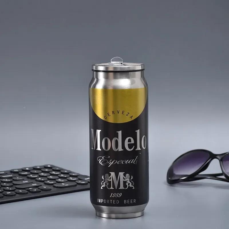 500ML Termoska se slámkou Cola plechovka Termoska na kávu Pivní láhev 304 Nerezová ocel BEER Cold Keeper Nádoba na pití Garrafa Térmica
