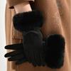 Soft Winter Suede Gloves Velvet Women Cycling Mittens Skiing Pu Leather Gloves  Autumn