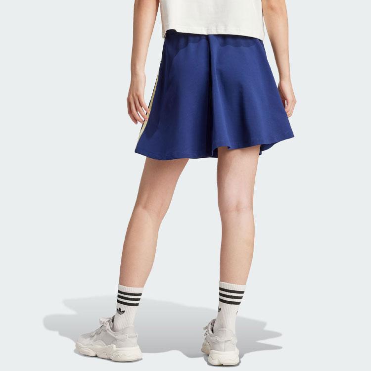 Adidas Originals Logo Embroidered Color Block Striped Sport Casual Skirt Women Skirt Navy IR7470