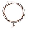 Set da 2 Pezzi Collana con Ciondolo Rotondo in Pietra Naturale Boemia per Uomo Collane Choker con Perline di Legno Etniche Vintage Accessori Moda Maschile