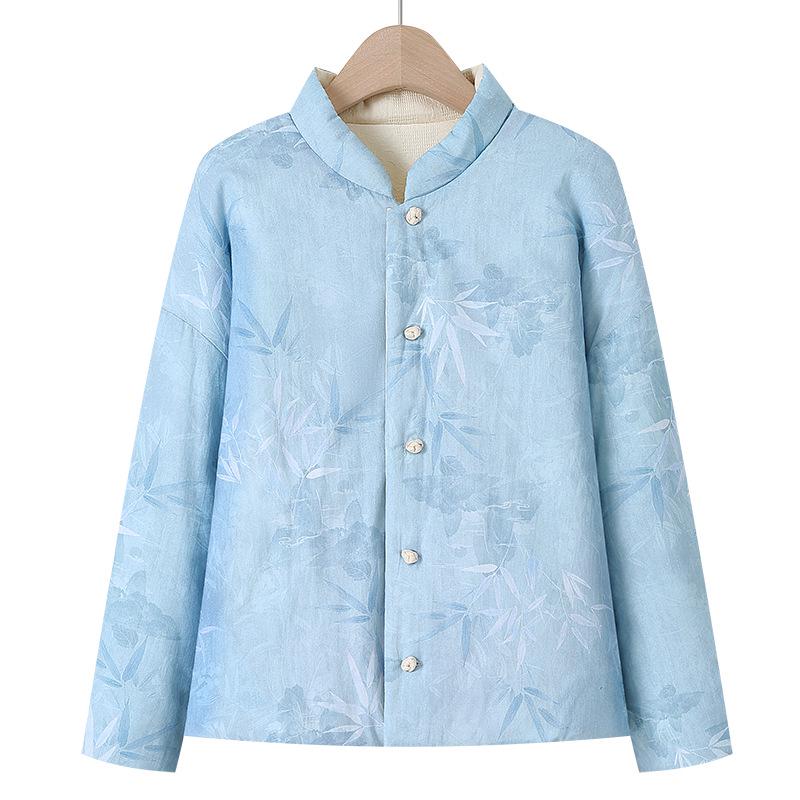Women's Chinese Retro Style Frog Button Warm Cotton Jacket, Autumn/Winter 2025 Edition