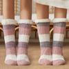 Thicken Stripe Fleece Socks Fried Dough Twist Winter Floor Socks Sleeping Socks Women  Fall Winter