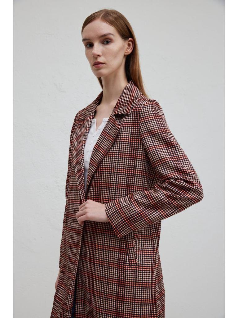 Manteau Épais Rétro à Carreaux Automne 2024 pour Femmes