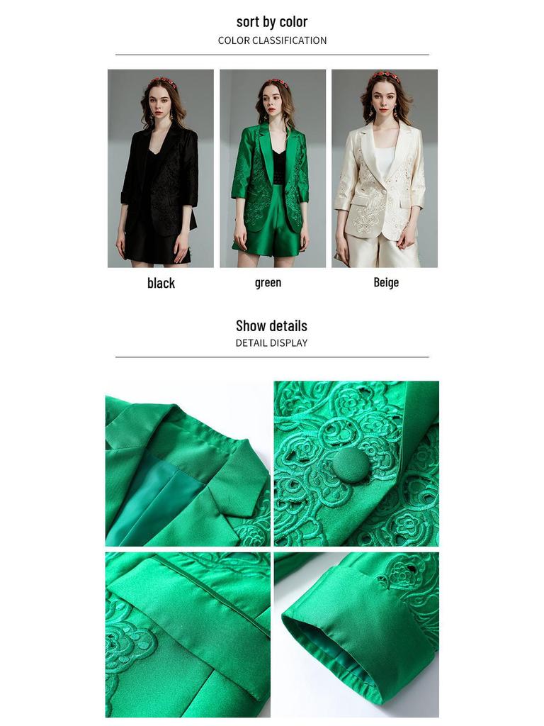 Xia Zifeng Frühling/Herbst Seidenwolle Bestickter Anzugjacke