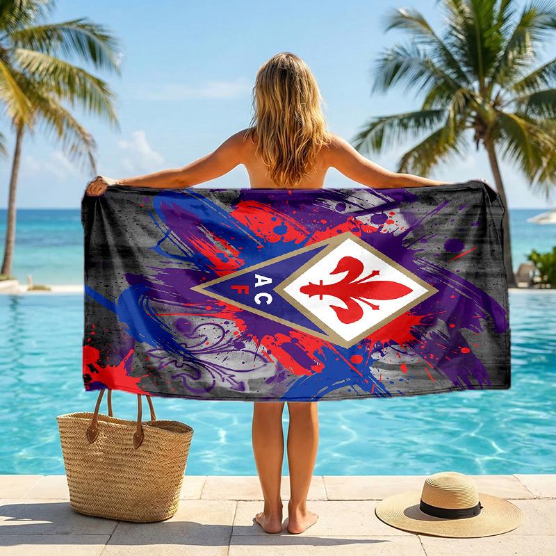 Telo da Spiaggia Asciugatura Rapida Fiorentina FC Stampa Microfibra Assorbente Portatile da Viaggio Asciugamano da Nuoto