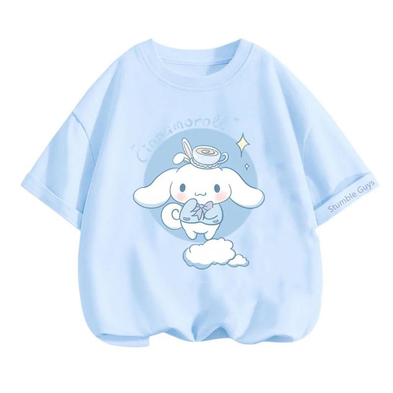 Cinnamoroll Cartoon Sanrio T-shirt Kids 3-14Y Boys Clothes Girls Summer Casual Tops Wear