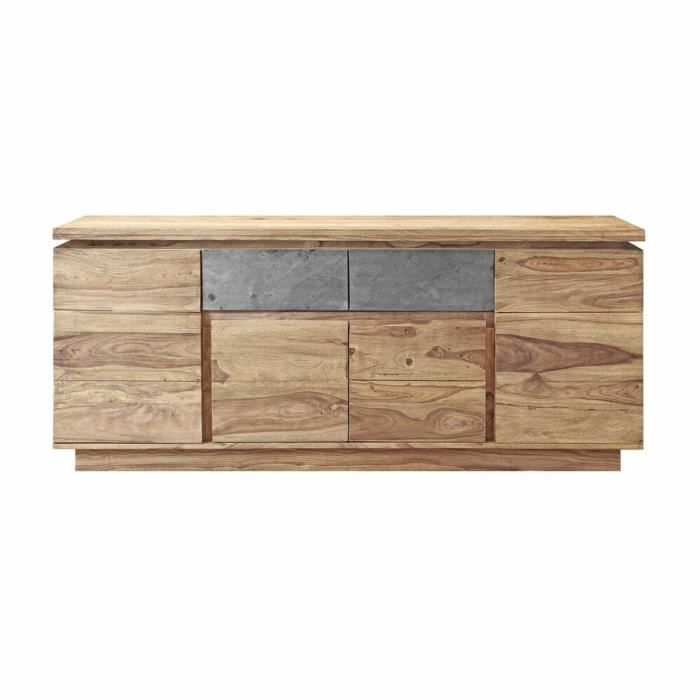 Buffet - Item Home - Naturel Grisé - 2 Tiroirs - 4 Portes - Bois Massif - 175x45x72 cm