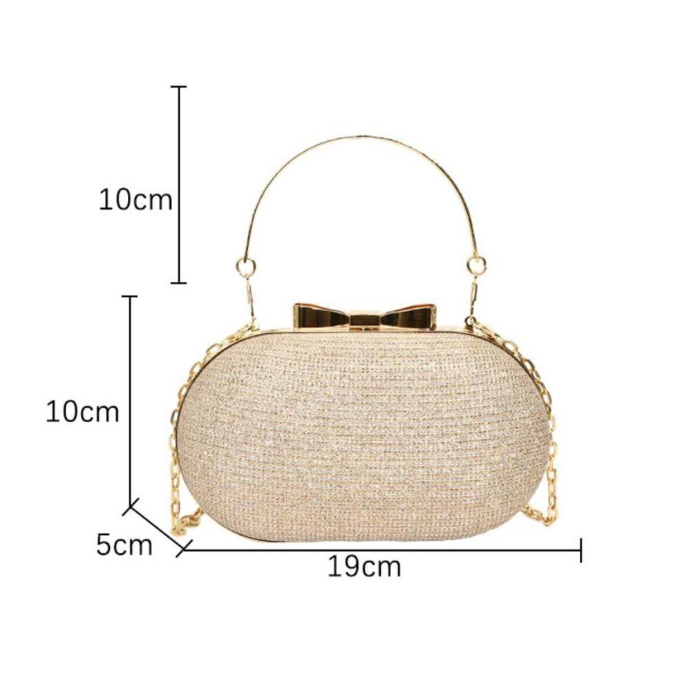Elegant Sequined Glitter Evening Bag Bow Sparkling Shiny Clutch Bag Metal Chain Crossbody Bag Dinner