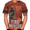 Summer Round Neck 3D Firefighter Print Top Fashionable Casual Short Sleeved Men's T-shirts