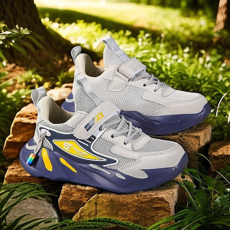 Cross-border hot selling children's shoes boys' spring and autumn mesh breathable non-slip thick-soled student casual running children's sneakers