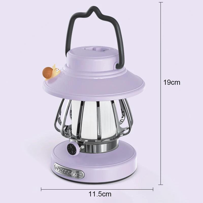 Camping Night Lights USB C Rechargeable 3 Colors Stepless Dimming Night Light Outdoor Use Portable Emergency Vintage Style LED Camping Lamp