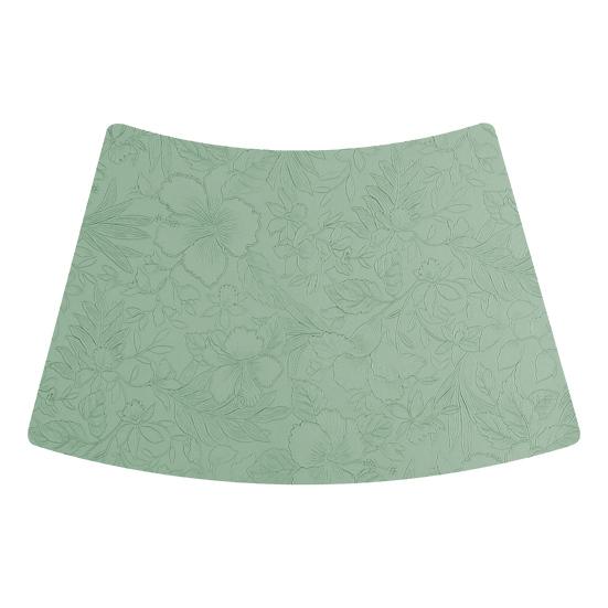 Artificial Leather Placemats Oil Resistant Chinese Style Engraved Flower Pattern Fan-Shaped Placemats Dining Table Decor