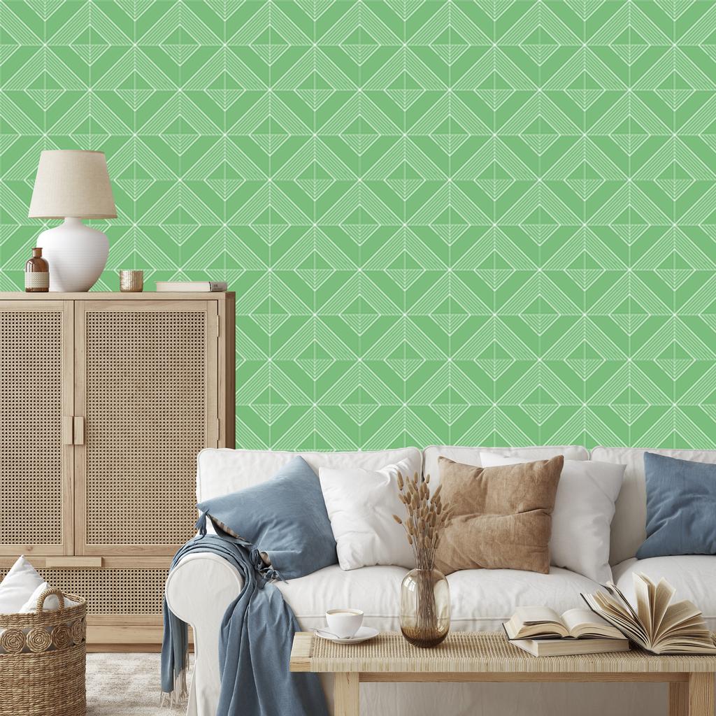 Wallpaper Geometric rhombuses green, green background 50x1000