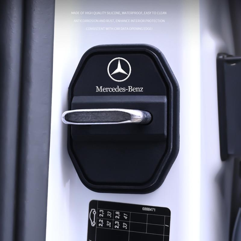 4Pcs Silicone Door Lock Buckle Car Door Anti-collision Protective Cover Ornaments for Mercedes Benz W203 W204 W205 W210 W211 YN8