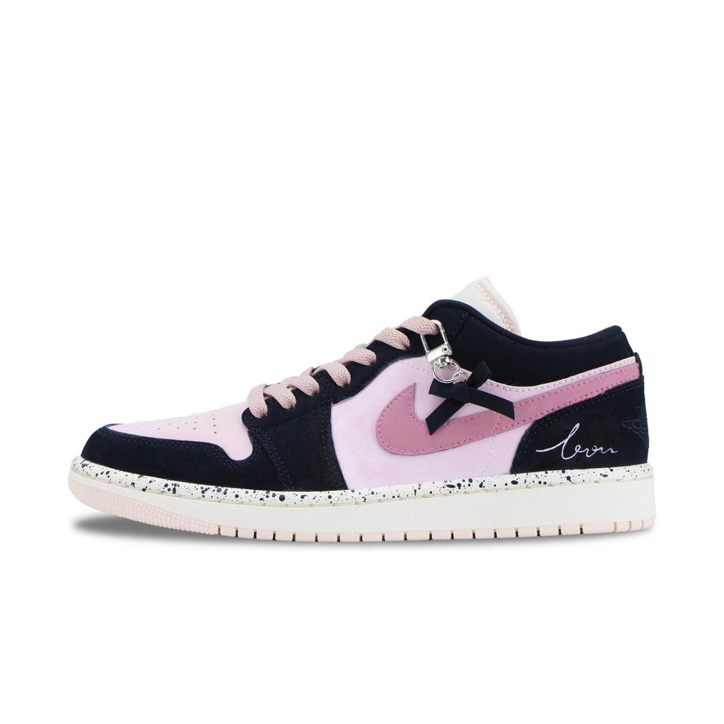 Jordan Air Jordan 1 Sweet Berry Island Cushioning, Wear Resistant Low Top Vintage Basketball Shoes Unisex Black Pink DC0774-003(Team836-)