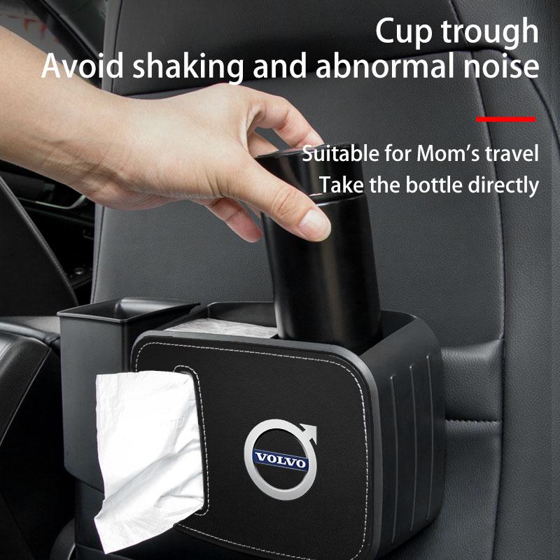 Car Multi-Functional Tissue Box Water Cup Holder Storage Box For Volvo Rdesign AWD C30 C70 S40 S60 S70 S80 S90 V40 V50 V60 V70
