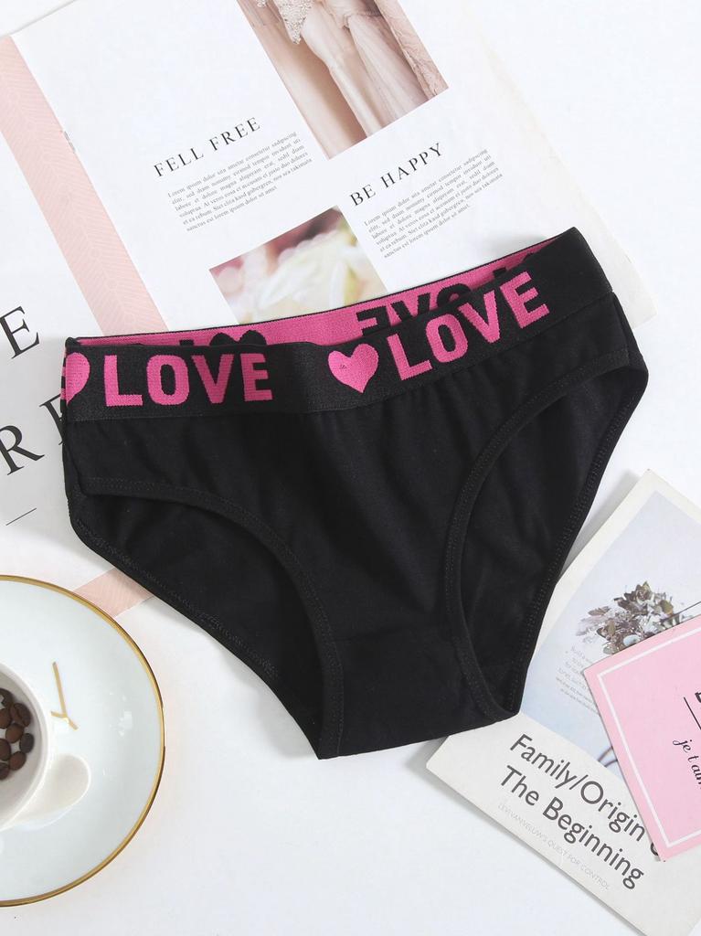 Female Spring Summer Sexy Lovely Love Letter Print Comfortable Elastic Band Low Waist Briefs