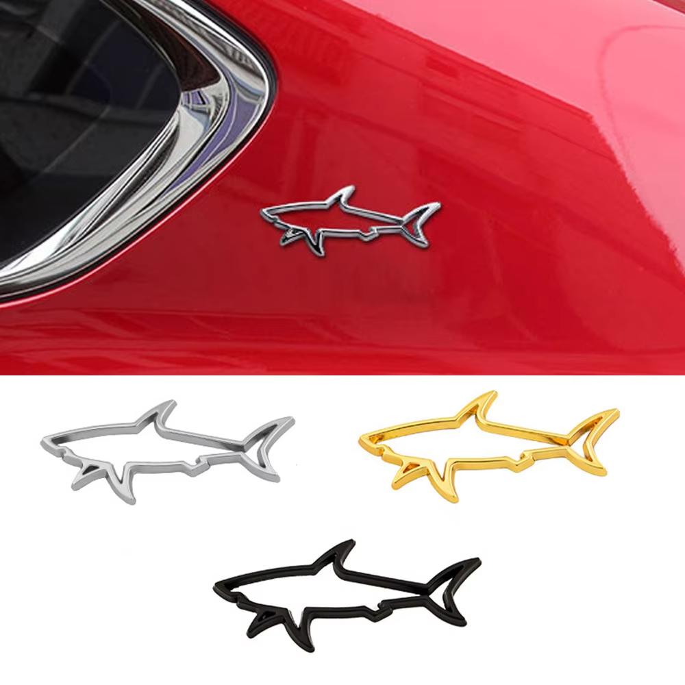3D Premium Hollow Fish Shark Hood Fender trunk Rear Bonnet Nameplate Decal Emblem Badge Sticker for Motorcycle Computer Fuel Cap