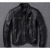 Chinese Size Vitnage Red Brown Men Leather Jacket Cowhide Leather Motorcycle Style Genuine Cow Jackets for Men Autumn