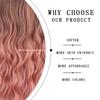XINRAN Women Long Wavy Ombre Pink Wig Without Bangs Synthetic Fiber Natural Wavy Lace Front Cosplay Daily Wear Wig