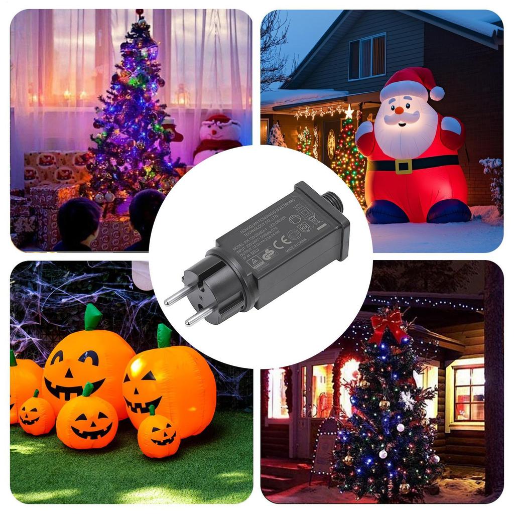 EU Plug LED Light Power Supply Adapter IP44 Waterproof Fairy Lights Power Adapter Transformer For Outdoor Yard Inflatables
