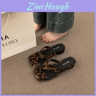 Leopard Print Flip Flops For Women Summer Soft Sole Beach Sandals Slip On Comfortable Casual Footwear