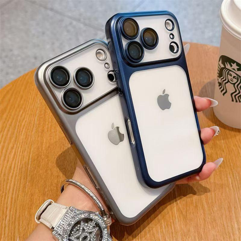 Luxury Matte Translucent Phone Case For iPhone 17 16 15 14 13 Pro Max 17Pro 16Pro Air Lens Protection Plating Bumper Cases Cover